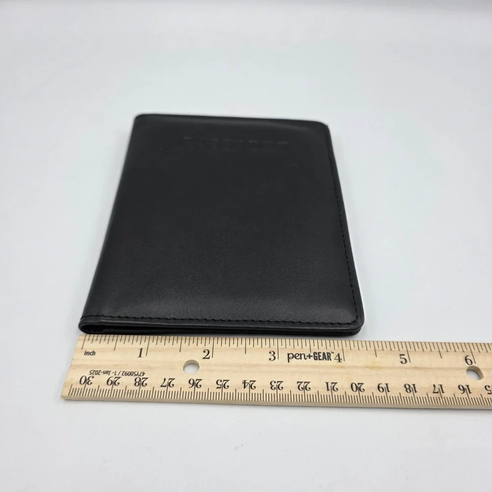 New Geoffrey Allen Genuine Leather‎ Passport Holder Wallet Black